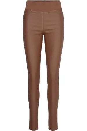 Freequent Fqshantal-Pa-Cooper Bottoms Trousers Leather Leggings-Housut Brown