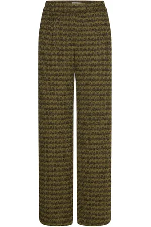 Ichi Ihkate Mosley Pa2 Bottoms Trousers Wide Leg Khaki Green