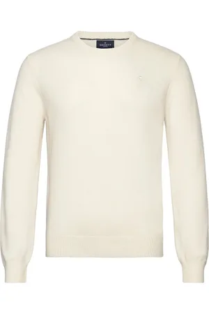 Hackett Lambswool Crew Tops Knitwear Round Necks Cream