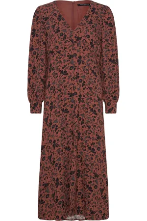 French Connection Jeanie Brina Crepe Dress Polvipituinen Mekko Brown