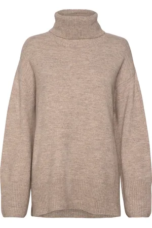 Gina Tricot Roll-Neck Knitted Sweater Tops Knitwear Turtleneck Beige