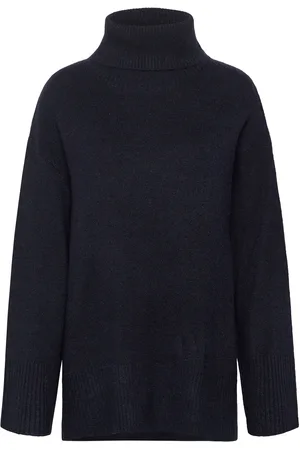 Gina Tricot Roll-Neck Knitted Sweater Tops Knitwear Turtleneck Navy