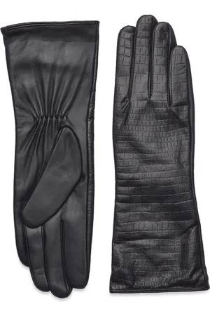 Day Et Day Leather Croc Glove Accessories Gloves Finger Gloves Black