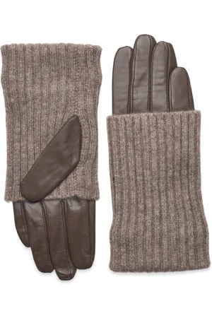 Day Et Day Leather Knit Glove Accessories Gloves Finger Gloves Brown