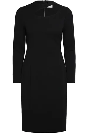 Calvin Klein Scuba Crepe Cut Out Neck Dress Lyhyt Mekko Black