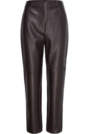 French Connection Crolenda Pu Trousers Bottoms Trousers Leather Leggings-Housut Brown