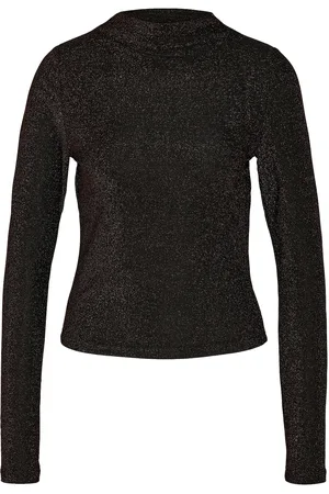 Noisy May Nmmabelle L/S Lurex Funnel Neck Jrs Tops T-shirts & Tops Long-sleeved Black