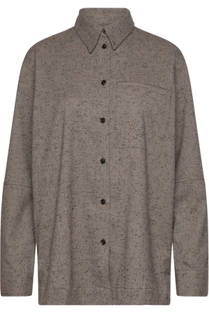 Levete Room Lr-Idris Tops Shirts Long-sleeved Grey