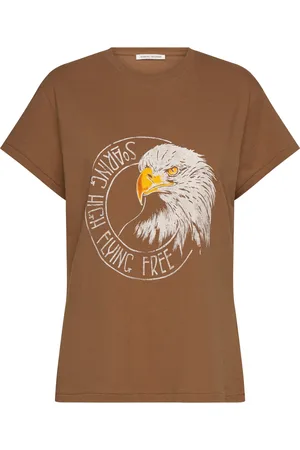 Rabens Saloner Eagle T-Shirt - Ambla Tops T-shirts & Tops Short-sleeved Brown Rabens Sal R