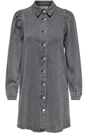 ONLY Onlalma L/S Dress Dnm Cro Lyhyt Mekko Grey