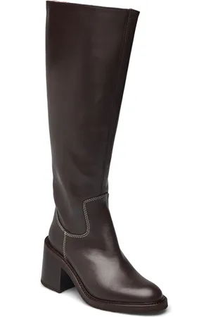 ANGULUS Boots - Block Heel Korkeavartiset Saapikkaat Brown