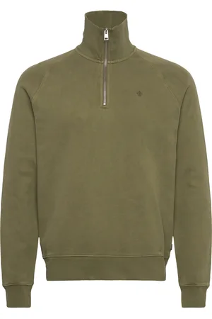 Morris Maryon Half Zip Washed Sweatshirt Designers Sweat-shirts & Hoodies Sweat-shirts Green