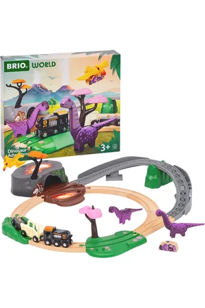 Brio Togbanesæt Med Dinosaurer Toys Toy Cars & Vehicles Toy Vehicles Train Accessories Multi/patterned