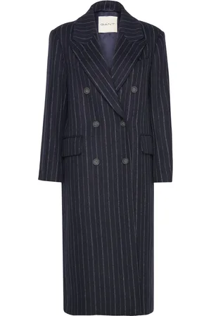 GANT Pinstripe Wool Coat Outerwear Coats Winter Coats Navy