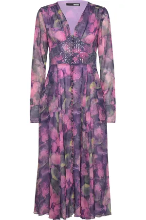 ROTATE Printed Ls Midi Dress Designers Knee-length & Midi Pink