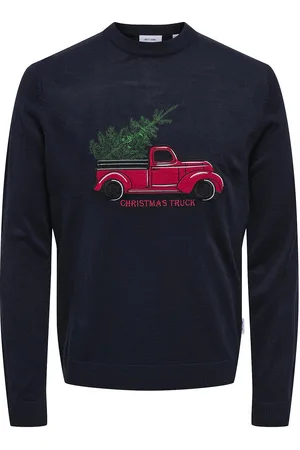 Only & Sons Onsxmas Reg 5 Aplication Crew Knit Tops Knitwear Round Necks Navy