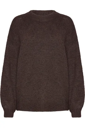 A-View Patrisia Solid Knit Pullover Tops Knitwear Jumpers Brown