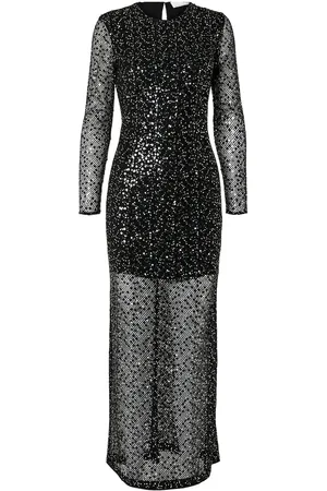 SELECTED Slfnoel Ls Ankle Sequins Dress B Maksimekko Juhlamekko Black