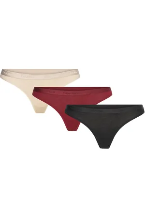 Calvin Klein Thong 3Pk Stringit Alusvaatteet Black