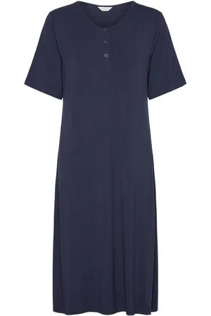 Lady Avenue Bamboo Long Nightdress, Short Sleev Yöpaita Navy