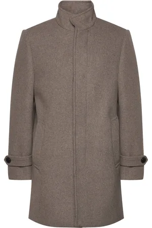 Lindbergh Recycled Wool Funnel Neck Coat Villakangastakki Pitkä Takki Beige