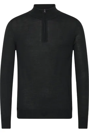 J Lindeberg M Merino Blend Half Zip Designers Knitwear Half Zip Jumpers Black