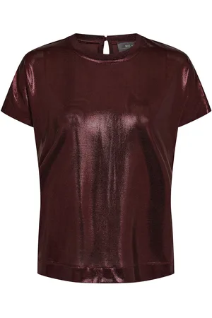 Mos Mosh Mmnivola O-Neck Metallic Tee Tops T-shirts & Tops Short-sleeved Burgundy