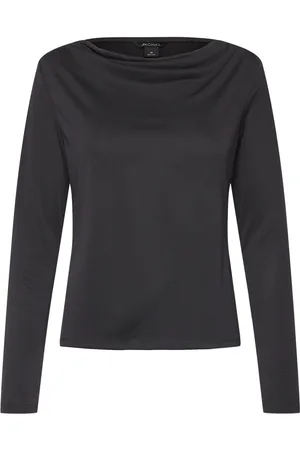Monki Long Sleeved Ruched Boat Neck Top Tops T-shirts & Tops Long-sleeved Black