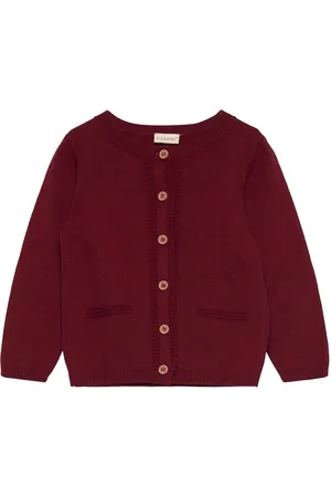 FIXONI Cardigan Knit Tops Knitwear Cardigans Burgundy