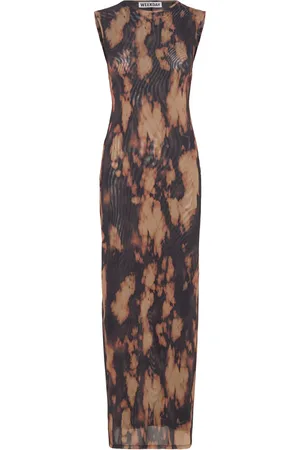 Weekday Mesh Printed Dress Maksimekko Juhlamekko Brown