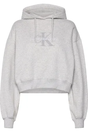 Calvin Klein Chenille Monologo Hoodie Tops Sweat-shirts & Hoodies Hoodies Grey