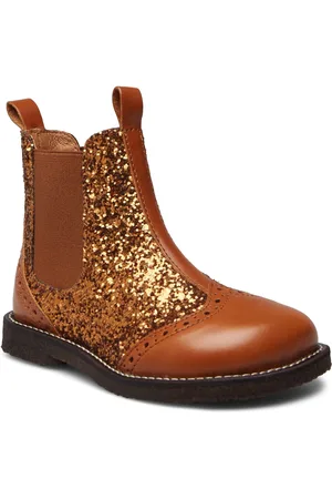 ANGULUS Booties - Flat - With Elastic Bootsit Nauhalliset Saapikkaat Brown