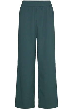Monki High Waist Straight Leg Trousers Bottoms Trousers Wide Leg Green