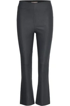 Mos Mosh Mmsarina Stretch Leather Legging Bottoms Trousers Leather Leggings-Housut Black