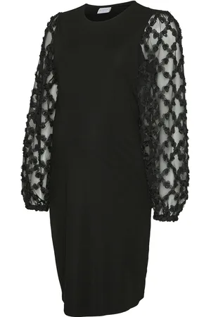 Mama;licious Mlpaula Ls Jrs Abk Dress Polvipituinen Mekko Black