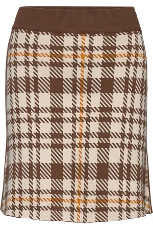 Rodebjer Tendai Eco Check Skirts Short Skirts Brown