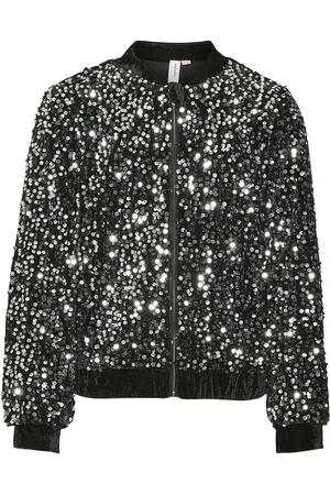VERO MODA Vmbella Sequin Bomber Jrs Girl Ohut Takki Kuoritakki Black