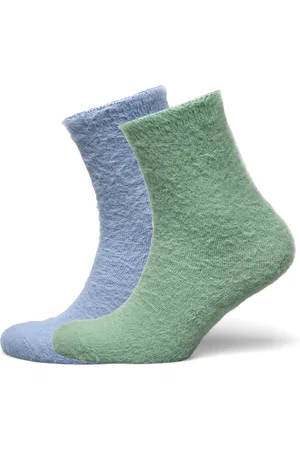 Hunkemöller 2P Ino Solid Fluffy Socks Lingerie Socks Regular Socks Green
