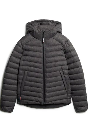 Superdry Hooded Tweed Fuji Padded Jkt Vuorillinen Takki Topattu Takki Grey