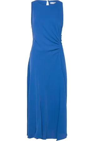 MANGO Midi-Dress With Draped Detail Polvipituinen Mekko Blue