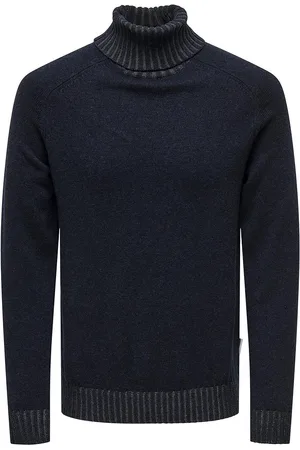 Only & Sons Onseddy Reg 7 Wool Roll Knit Tops Knitwear Turtlenecks Navy