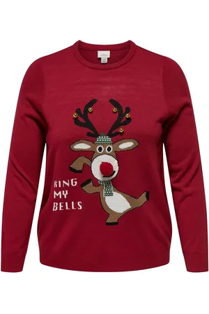 ONLY Carxmas Ls O-Neck Mix Detail Box Knt Tops Knitwear Jumpers Red