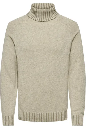 Only & Sons Onseddy Reg 7 Wool Roll Knit Tops Knitwear Turtlenecks Cream