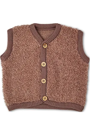Smallstuff Vest Bouclé Merino Wool W. Buttons Tops Vests Brown