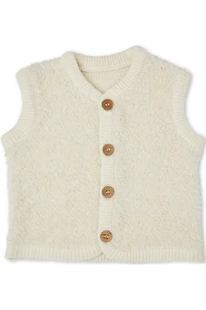 Smallstuff Vest Bouclé Merino Wool W. Buttons Tops Vests Cream