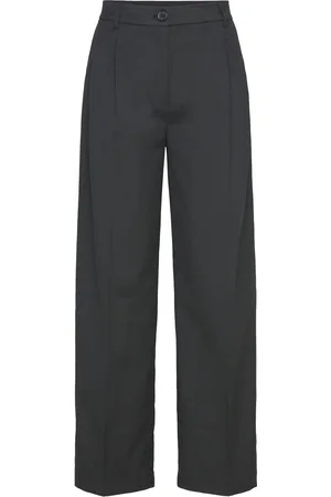 Monki High Waist Wide Leg Trousers Bottoms Trousers Wide Leg Black