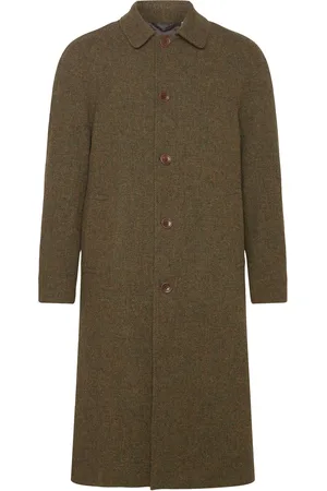 Les Deux Maccoy Harris Tweed Wool Coat Villakangastakki Pitkä Takki Khaki Green