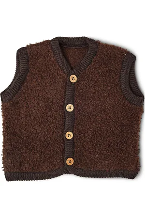 Smallstuff Vest Bouclé Merino Wool W. Buttons Tops Vests Brown