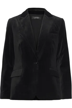 Ralph Lauren Stretch Velvet Blazer Blazers Single Breasted Blazers Black