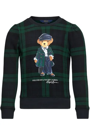 Ralph Lauren Plaid Polo Bear Fleece Sweatshirt Tops Sweat-shirts & Hoodies Sweat-shirts Navy